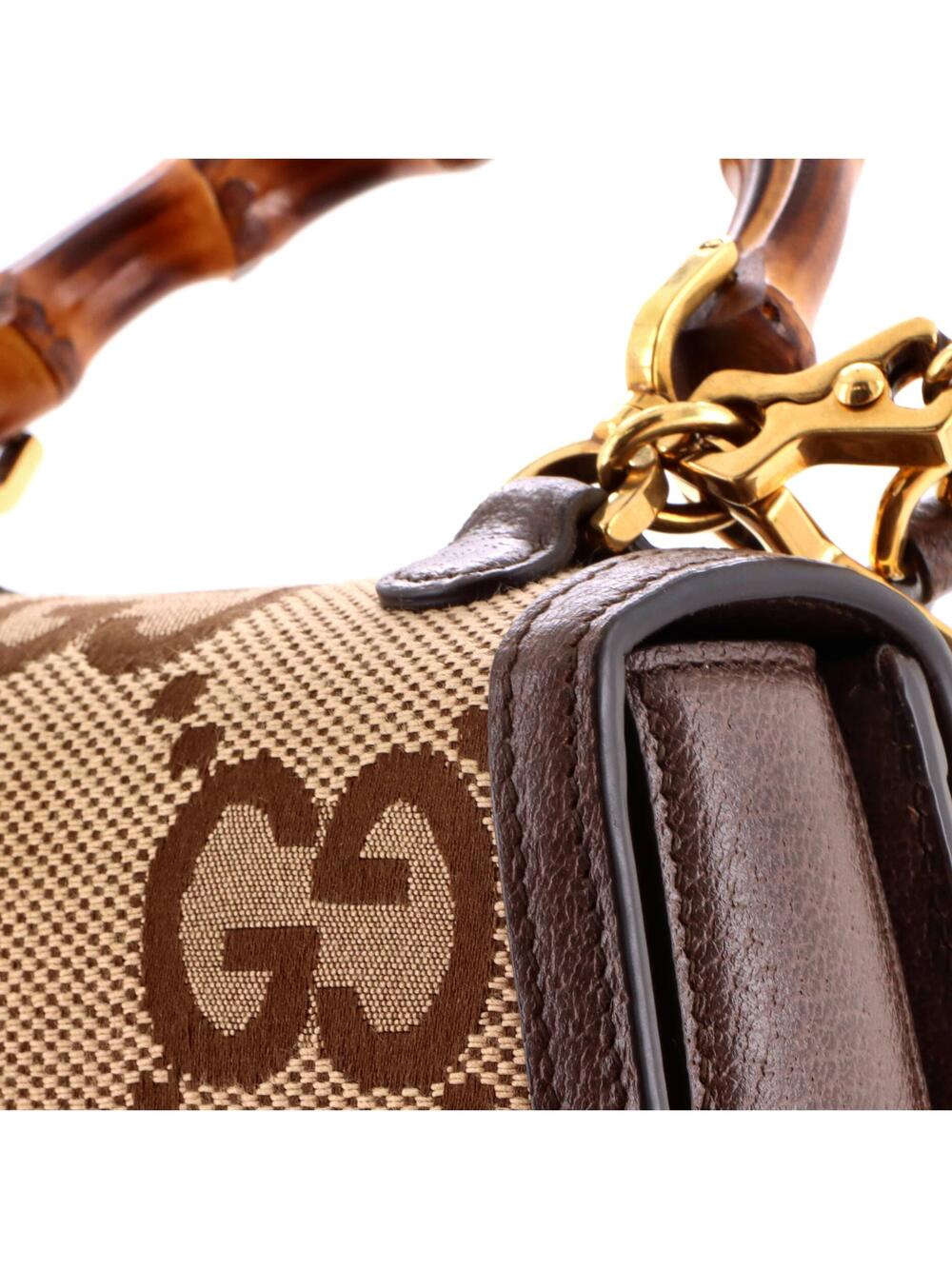 Gucci Bamboo Top Handle Bag Jumbo Gg #301539G24B - Picture 6 of 8